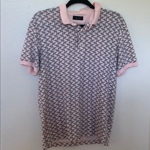 Zara men’s polo tiger pattern pink